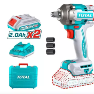 PISTOLA IMPACTO INALAMBRICA 1/2 20V 400NM INCLUYE 2 BATERIAS 1 CARGADOR Y 3 COPAS 17,19,21 MM INDUSTRIAL TOTAL UTIWLI2040