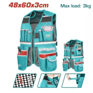 CHALECO PORTA HERRAMIENTA DE 17 BOLSILLOS INDUSTRIAL CAPACIDAD MÁXIMA 3KG TOTAL TTVT16025