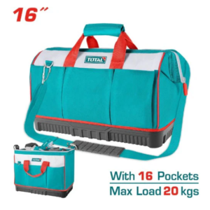 MALETA PORTA HERRAMIENTAS 16" REFORZADO INDUSTRIAL CAPACIDAD MÁXIMA 20KG TOTAL THT16163