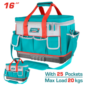 MALETA PORTA HERRAMIENTAS 16" REFORZADO CAPACIDAD MAXIMA 20KG INDUSTRIAL TOTAL THT561625