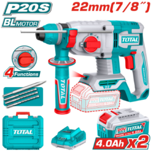 TALADRO ROTOMARTILLO 7/8" 20V SDS PLUS 2.0 JULES INCLUYE 2 BATERIA 4.0AH,1 CARGADOR Y 4 ACCESORIOS INDUSTRIAL TOTAL UTRHLI212282