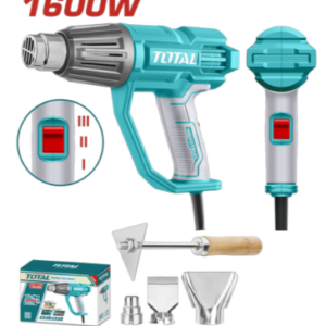 PISTOLA DE CALOR ELÉCTRICA 1600W INCLUYE 3 BOQUILLAS Y 1 RASCADOR INDUSTRIAL TOTAL UTB16078