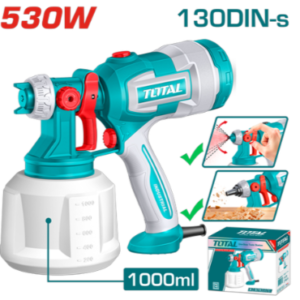 PISTOLA DE PINTAR ELECTRICA 1000ML 530W INCLUYE AGUJA DE LIMPIEZA Y DOS BOQUILLAS,INDUSTRIAL TOTAL UTT4506