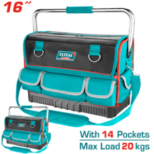MALETA PORTA HERRAMIENTAS 16" REFORZADO CON MANIJA METALICA CAPACIDAD MAXIMA 20KG TOTAL THT66L12