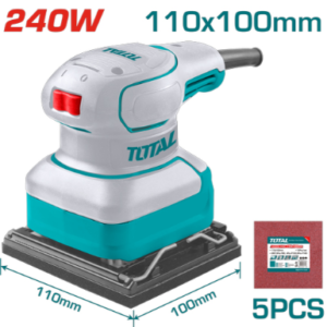 LIJADORA DE PALMA ELÉCTRICA 240W 4 3/8"X 4" INCLUYE 5 LIJAS INDUSTRIAL TOTAL UTF2241108