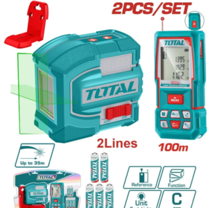 KIT NIVEL LASER 2 LINEAS 35MT+MEDIDOR DE DISTANCIA 100MT TOTAL TOSLL0502