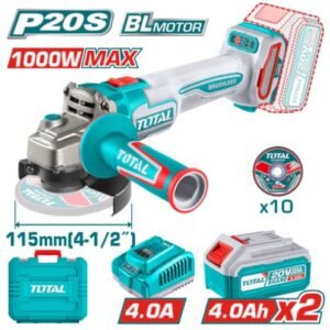 PULIDORA INALAMBRICA 4-1/2 20V 1000W 2 BATERÍAS 4.0 AH Y CARGADOR , INDUSTRIAL TOTAL UTAGLI271532