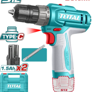 TALADRO INALÁMBRICO ROTACIÓN 12V 3/8″ 2 BATERÍAS SIN CARGADOR TOTAL TDLI12206
