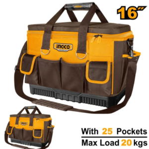 MALETA PORTA HERRAMIENTAS 16´ 46X23X33CM 25 BOLSILLOS CARGA MAX. 20KG INGCO HTBG10