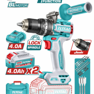 TALADRO INALAMBRICO PERCUTOR 1/2 20V 96NM INCLUYE 2 BATERIA 4.0AH, CARGADOR, INCLUYE ACCESORIOS INDUSTRIAL TOTAL UTIDLI209686