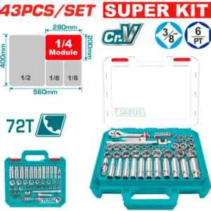 JUEGO DE COPAS CORTAS Y LARGAS 3/8 6-24MM 43PZ TOTAL THT381436